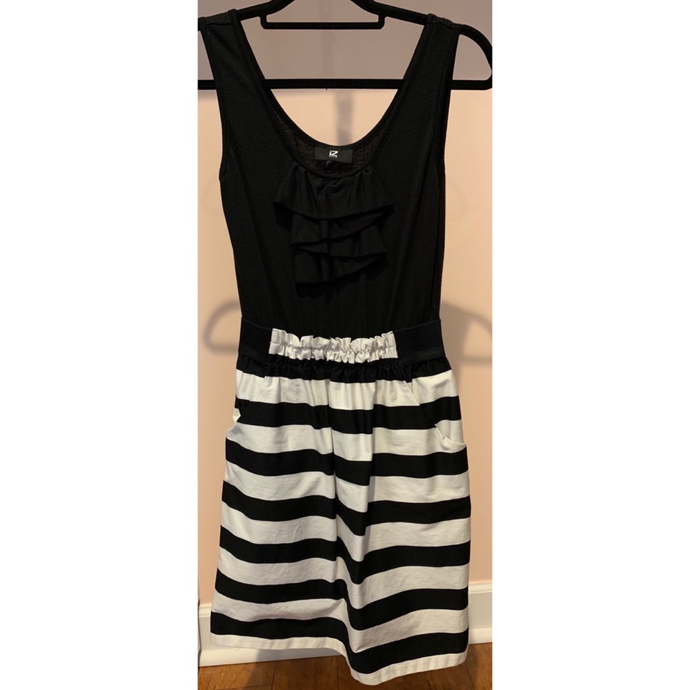 IZ Byer Black Striped Dress